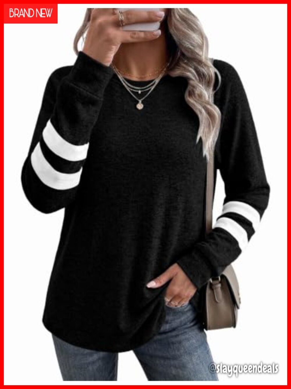 Desol Women's Crewneck Color Block Sweatshirt Long Sleeve Tunic Top